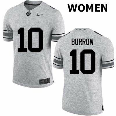 Women's Ohio State Buckeyes #10 Joe Burrow Gray Nike NCAA College Football Jersey November EPC6144DL
